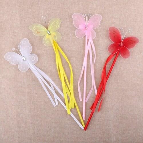 Princess Kids Girls Butterfly Fairy Wand Magic Sticks Performance Cosplay Props Birthday Party Favors Christmas Halloween