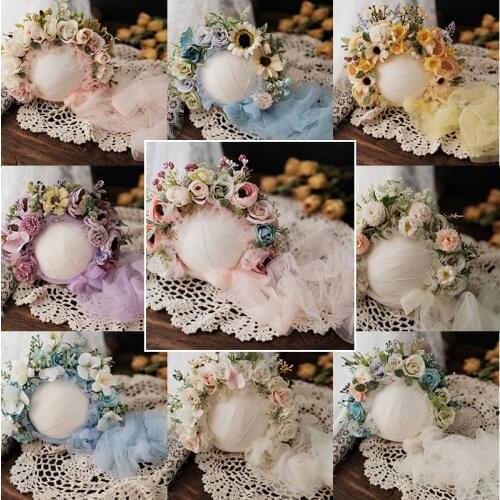 Newborn photography props flower hat baby children accessories studio photo decorations simulation flower weaving hat