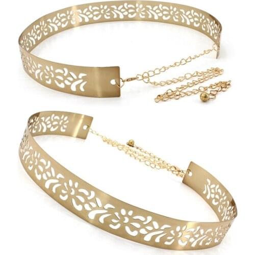 Fashion Western Vintage Belt Sequined Metal Belt For Women Ladies Mirror Decoration Dress Belt Wild Gold Dress Chain Belts