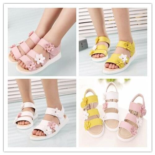 Girls Sandals Gladiator Flowers Sweet Soft Childrens Beach Shoes Kids Summer Floral Sandals Princess Fashion Cute High Quality
