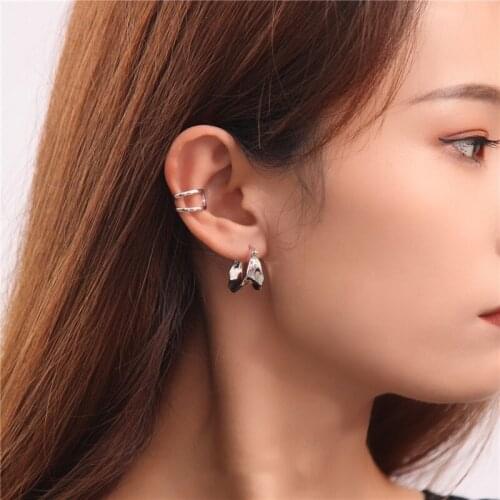 Simple Minimalist Wrap Cartilago No Piercing Hollow 925 Sterling Silver Clip On Earrings For Women Elegant Luxury Jewelry Gift