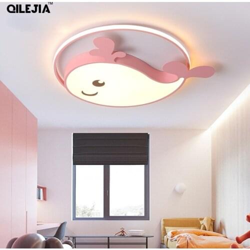Nordic childrens lamp bedroom ceiling lamp home boys and girls cartoon whale creative princess room lamp support 110V 220V
