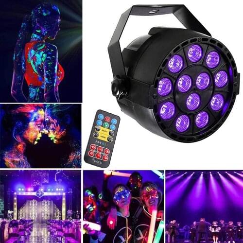 LED DJ Disco Par Light 12leds UV Violet Black Laser Projector for Christmas Bar Wedding Home Party Decor Wall Washer Spot Lamp