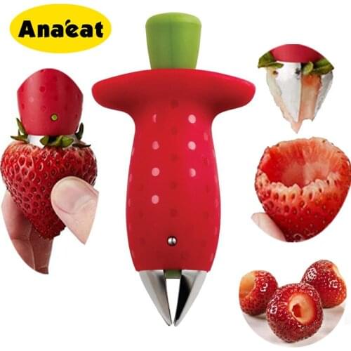 ANAEAT 1pc Metal Plastic Fruit Remove Stalks Device Tomato Stalks Strawberry Knife Stem Remover Fruit Slicer