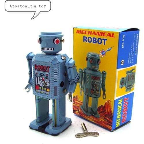 Vintage Retro Mechanical Robot Tin toys Classic Clockwork Wind Up Robot Collection Tin Toy For Adult Kids Collectible Gift