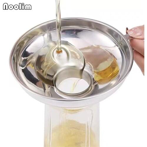 Stainless Steel Wide Mouth Funnel Thickened Large Diameter Salad Jam Wine Oil Drain Funnel Cup Hopper Filter Kitchen Tools