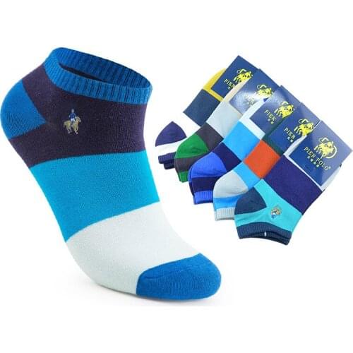 High Qality Pier Polo Business Men Socks Cotton Breathable Embroidery Multicolor Brand Man Socks Wholesale 5 Pairs/Lot