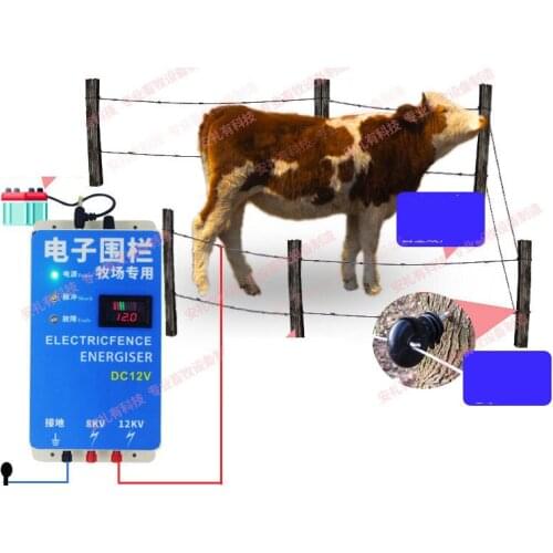 10KM Solar Electric Fence Energizer Charger High Voltage Pulse Controller Animal Poultry Farm Electric Fencing Shepherd