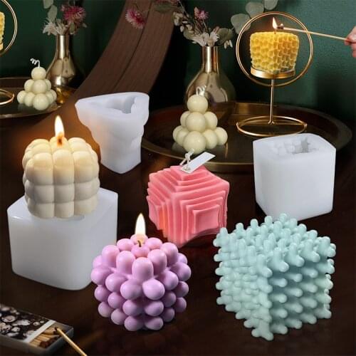 1 Pcs Square Honeycomb Pattern Candle Mold Handmade Scented Candle Diy Art Candle Silicone Mold Gypsum Soap