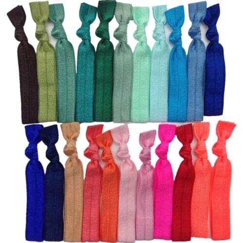 20 Pcs/lot Candy Color FOE No crease Hair Ties Women Ponytail Holders Ribbon Elastic Bands PD050