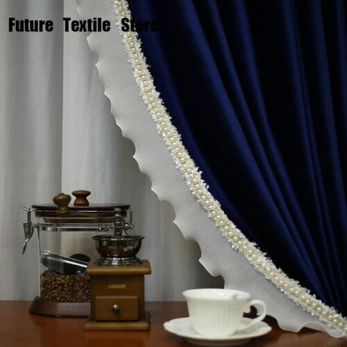 2021 New French American Retro Bedroom Living Room Shading Nordic Simple Light Luxury Velvet Velvet Pure Color Lace Curtains