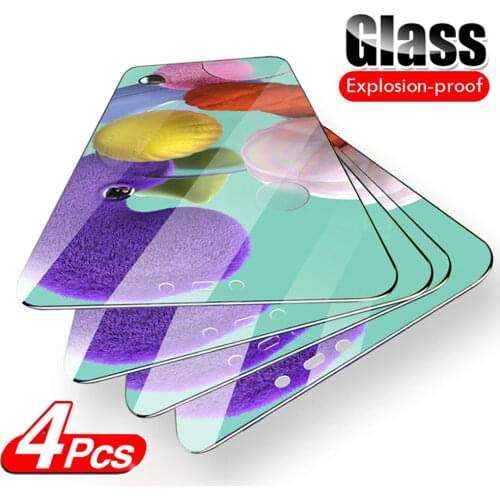 4Pcs Tempered Glass for Samsung Galaxy A51 A52 A71 A72 A12 A21S A31 A32 Screen Protectors for Samsung S21 Plus S10e M21 M31 M51
