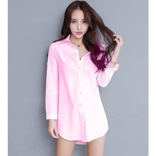 5XL Plus Size 2020 Spring New Women Long Sleeve Solid Loose Blouse Shirts Casual Office Long Shirt Blouses