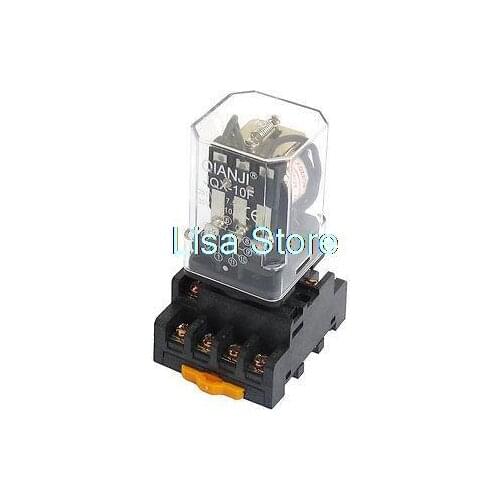 AC 220V Coil 11 Pins 3PDT Standard 35mm DIN Rail Power Relay w Socket