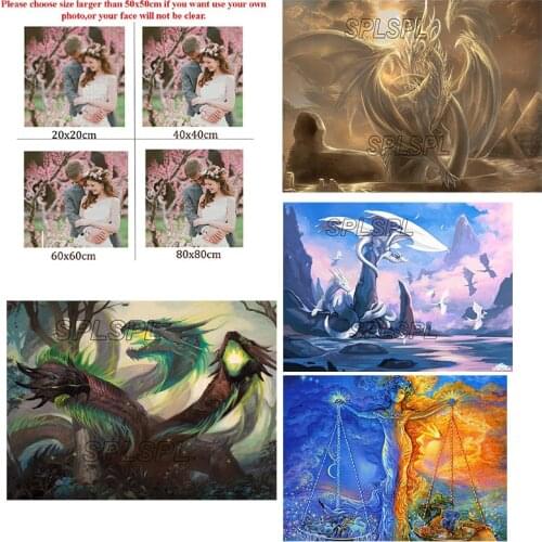 5D Diy Diamond Painting Full Circle Diamond Dragon and Phoenix Catastrophe Cross Stitch Kit Inlaid Home Bedroom Decoration