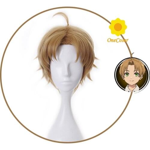 Anime Mushoku Tensei Rudeus Greyrat Cosplay Brown Short Wig Jobless Reincarnation +Free Wig Cap Synthetic Hair Halloween Party