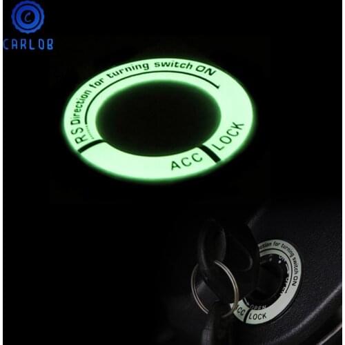 CARLOB 3D Car Styling Glow Key Ring Hole Sticker Luminous Ignition Switch Cover Motorcycle Decal Circle Light Decoration