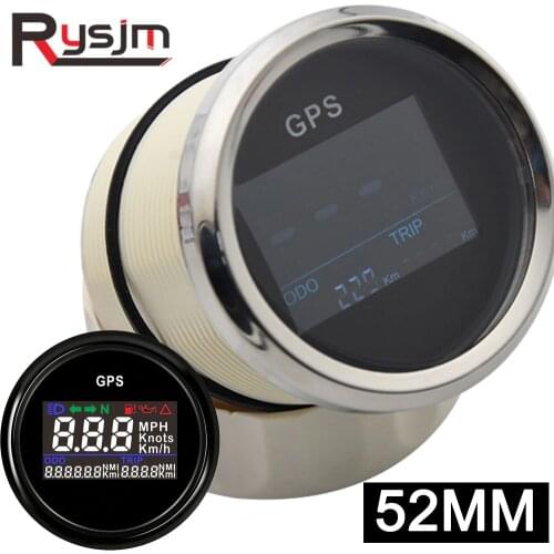 Black 52mm Digital GPS Speedometer LCD Speed Gauge Odometer Adjustable Mileage Trip Counter For Auto Motorcycle Boat 12V 24V