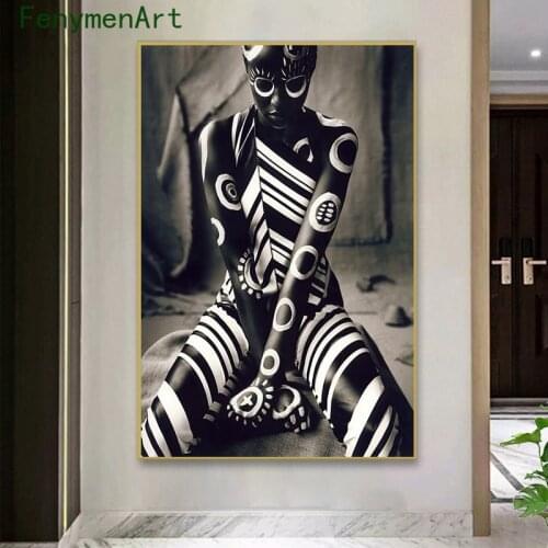 Decorative Paintings Black White Woman Posters Hd Canvas Print African Girl Wall Art Pictures For Bedding Living Room Home Decor