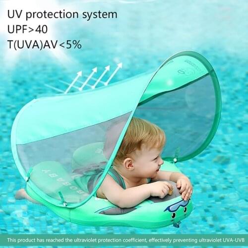 Kids Baby Swimming Ringswith Canopy Swim Ring with Sun Shade No Inflatable For Baby Swimming Accessories Floating Swim Ring