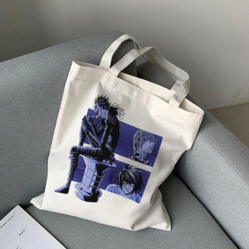 Japanese Anime Harajuku Death Note canvas bag casual Shopper bag large capacity fun punk shopper bag cartoon women shoulder bag