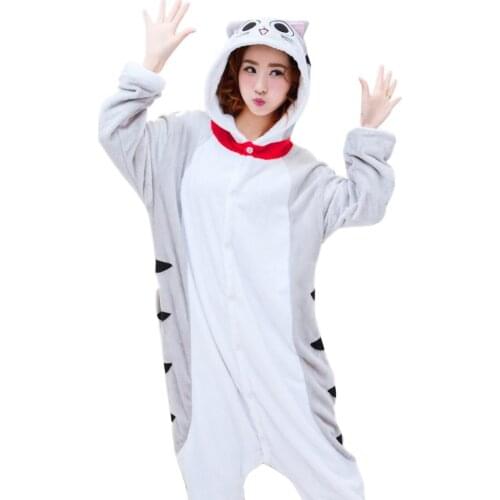 Halloween Homecoming Costume Unisex Adult Onesie Flannel Animal Anime Zipper Chis Cat Sweet Home Cosplay Costume