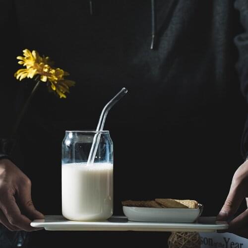 Juice Milk Coffee Mug Wine Glass Drink Cup High Borosilicate Glass Durable Creative Glass Cup Can Shape Tea Drinkware With straw