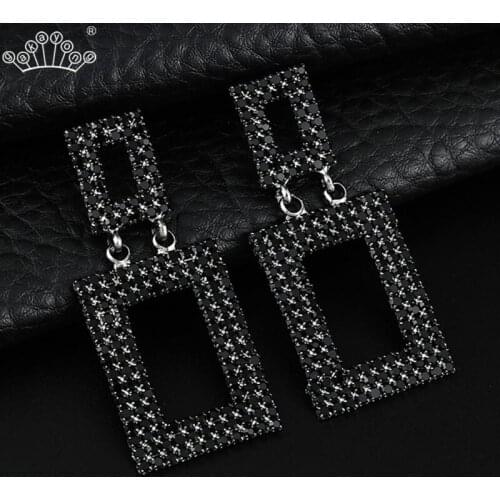 Fashion Luxury Shining Crystal Drop Earrings for Women Rhinestone Bridal Wedding Party Dangle Earrings Statement Jewelry