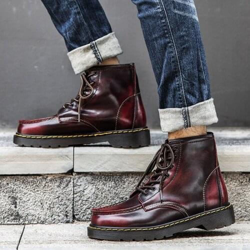 Mens Tooling Motocycle Boots Vintage Lace-up Quality Split Leather Men Formal Casual Shoes Brand Comfortable Mens Ankle Boots