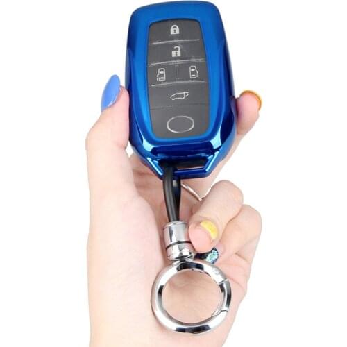 Soft TPU Key Fob Cover with Keychain for Toyota Venza RAV4 Prime Land Cruiser Sienna Fortuner Remote Smart Key
