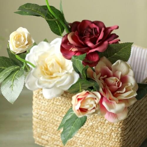 Bowyer Set Free Shipping Artificial Flower Silk Flower Home Decoration Short Camelias Vivid Natural Colors New Year
