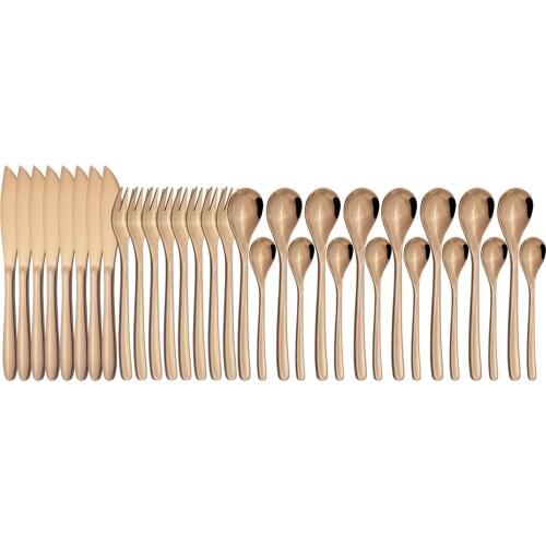 32Pcs Mirror Rose Cutlery Set 304 Stainless Steel Dinnerware Set Western Knife Fork Spoon Flatware Kitchen Tableware Silverware