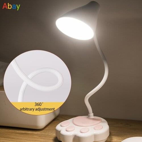 Led Charging Small Desk Lamp Dimmable Cartoon Cat Paw Eye Protection Table Lamp Decor Of Desktop Student Reading Night Light
