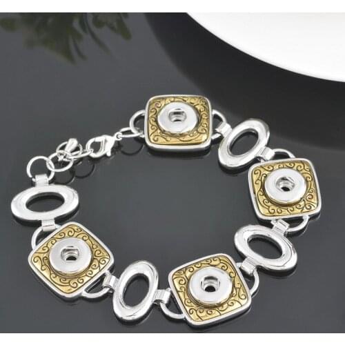 New Fashion SG0047 Golden pattern Metal charm snap Bracelets Bangle 22CM fit 12MM snap buttons jewelry