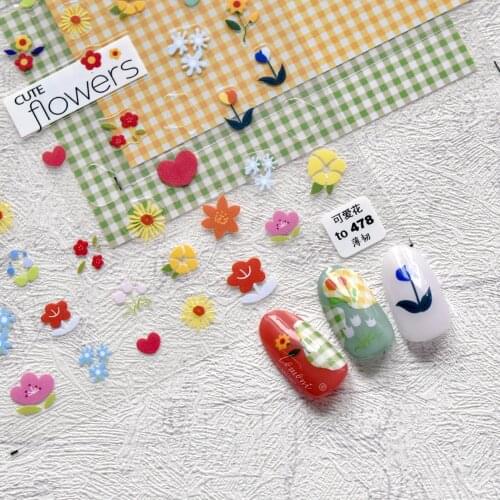 New Craft Cute Flower 3D Nail Stickers Decals Ultra-thin Transparent Nail Art Decor Decoration Sticker 2021