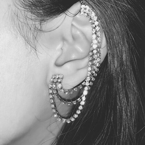 New Sense of design 3 layers Popular Earrings Black AB Colour Chain shape Women Temperament Earrings sexy Fashion