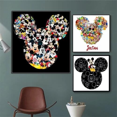 Disney Anime Mickey Canvas Painting Posters and Mickey Mouse Prints Modern Cartoon Wall Art Picture for Kids Room Home Decor