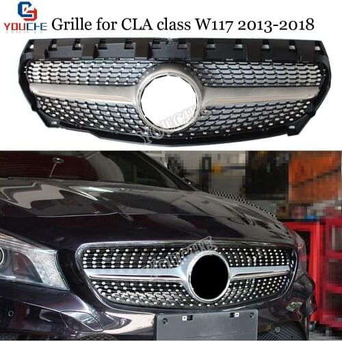 W117 GT / Diamonds / AMG Style Grille Front Bumper Grill Mesh for Mercedes W117 CLA Class CLA180 CLA200 CLA45 AMG 2013 - 2018
