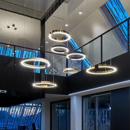 Modern Gold Ring Led Pendant Lights Living Room Decor Led Pendant Lamp Dimmable Hanging Light Drop Lighting Suspension Luminaire