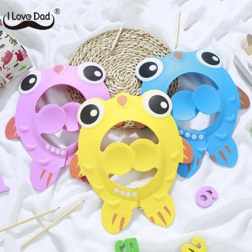 Cute Cartoon Animal Baby Shower Cap Newborn Adjustable Hair Wash Hat Kids Shampoo Shield Bath Head Cover Ear Protection Safe