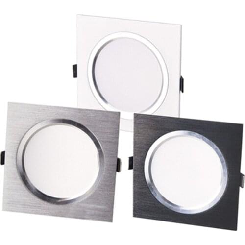 LED square recessed downlight 3W 5W 7W 12W AC110V 220V, used for kitchen, home, office and living room, indoor lighting