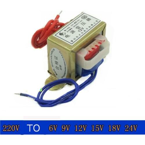 EI41 5W Transformer 220V to 6V / 9V / 12V / 15V / 18V / 24V / 36V / 48V AC AC Full Power DB-5VASingle Voltage Output Two Wires