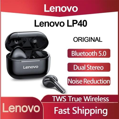 Original Lenovo LP40 TWS Earphone Bluetooth 5.0 Dual Stereo Noise Reduction Wireless Earbuds Niose Reduction HIFI Headset