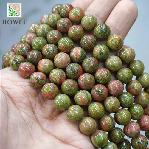 Unakite Floriated Round Loose Beads Natural Stone Beads For Jewelry Making DIY Bracelet Earring Accessories 4 6 8 10 12 14MM