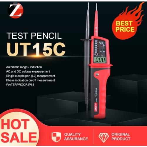 UNI-T UT15C Waterproof Digital Voltage Meters Pen Beeper LED AC/DC Voltmeter Indicator Auto Range Continuity Phase Rotation Test