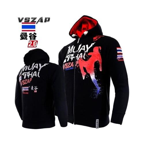 VSZAP MMA Rock Hoodies winter jacket long sleeve hooded Sweatshirt kick boxing combat muay thai clothing Fighting Shirts