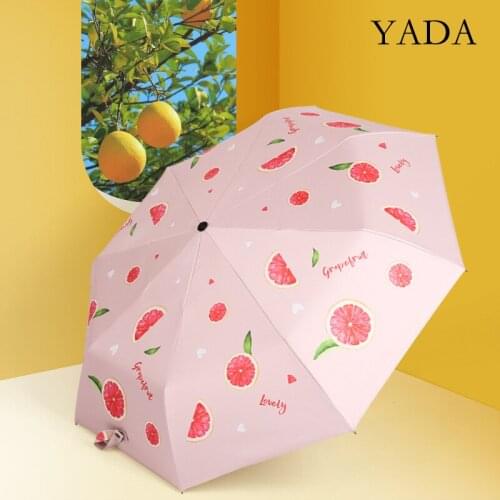 YADA Fruit Alpaca&Peach Pattern Umbrellas Rain uv Three Folding Umbrella For Women Men Windproof Anime Umbrellas Female YS200160