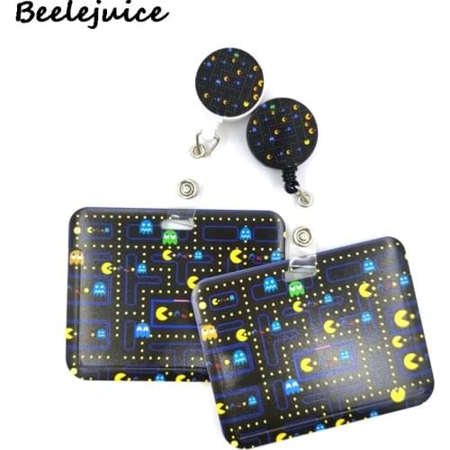 Funny Game Pacman Cute Credit Lanyard Bags Retractable Badge Student Nurse Exhibition Enfermera Name Clips ID Card Holder Chest