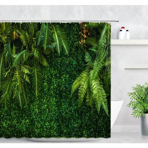 Spring Scenery Shower Curtain Forest Trees Flower Green Plants Fabric Bathroom Curtains Home Wall Decor Bathtub Bath Screen Set