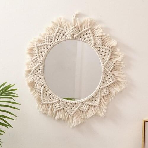 Home Decor Macrame Mirror Handmade Tapestry Makeup Mirror Bohemia Decoration Home Bedroom Decorative Mirrors Wall Mirror